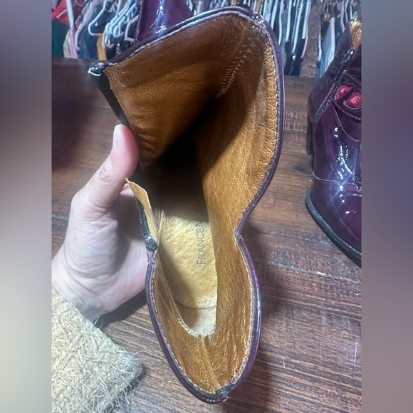 France Mode Burgundy Patent Leather Ankle Boots Size 39.5 - Picture 8 of 10